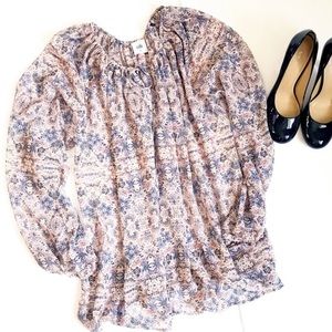 CAbi Siena Floral Chiffon Bohemian Blouse